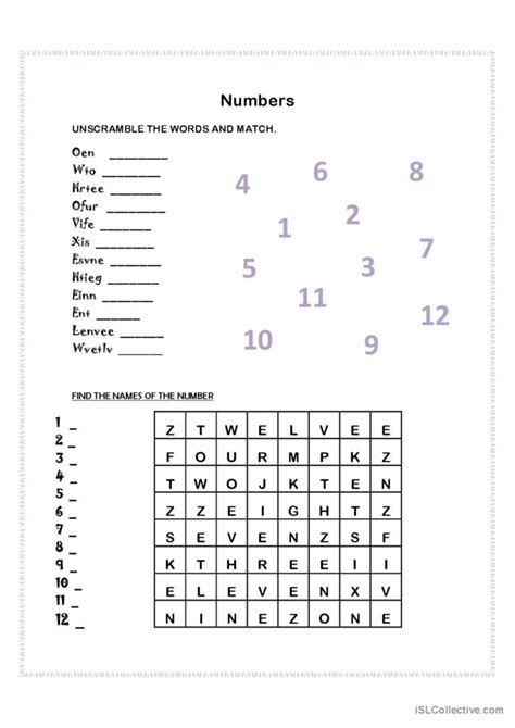 Numbers 1 12 English Esl Worksheets Pdf And Doc
