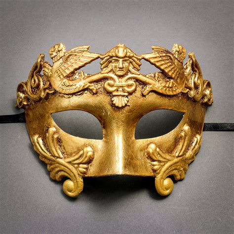Roman Greek Emperor Warrior Venetian Masquerade Mask Metallic Gold