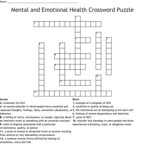 Printable Health Crossword Puzzles Printable Crossword Puzzles