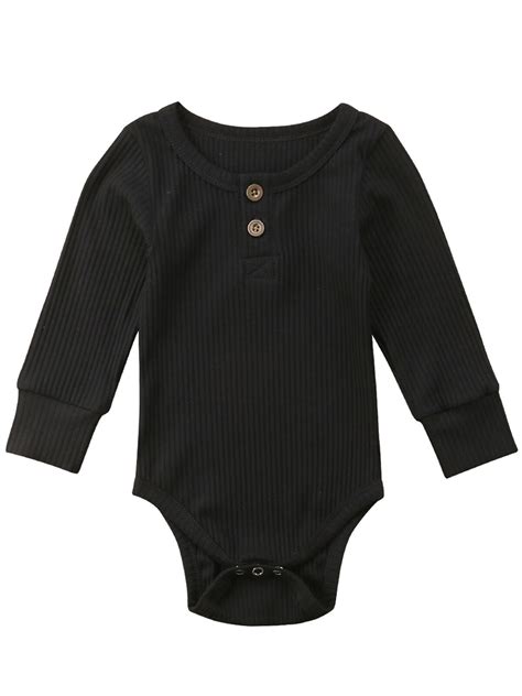 Newborn Unisex Baby Solid Onesies Basic Plain Rib Stitch Bodysuit