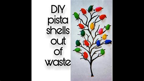 Diy Pista Shells Craft Pistachio Wall Art Bird Painting पिस्ता के