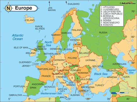 The Countries Of Europe Map United States Map Europe Map