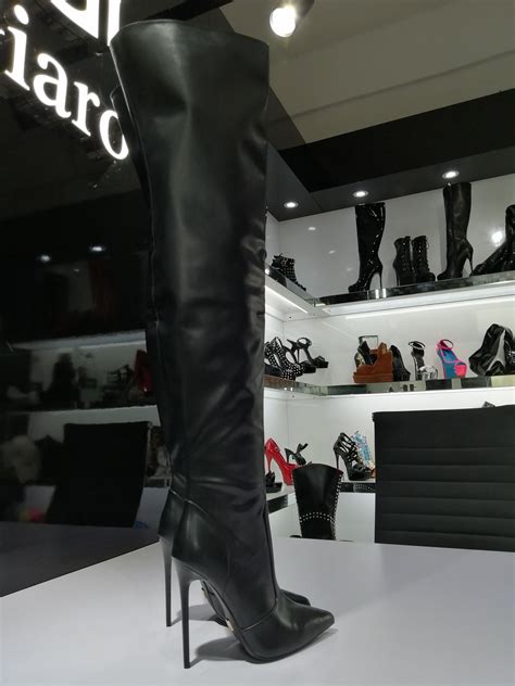 thigh high italian style black boots 12cm heels leather thigh high boots boots sexy high