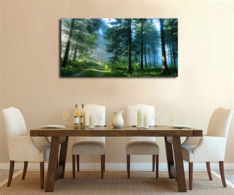 Green Forest Canvas Wall Art Living Room Wall Decor Long Nature