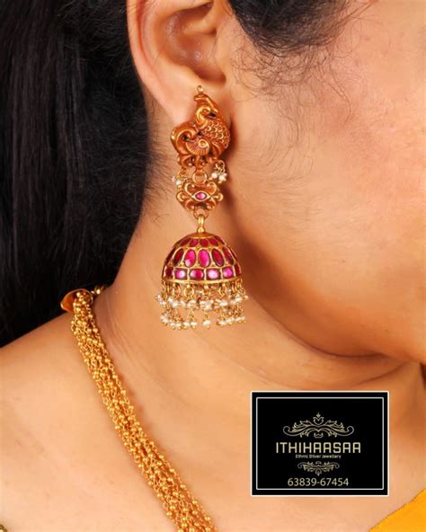 24ct Gold Plated Antique Nagas Kundan Jhumka South India Jewels