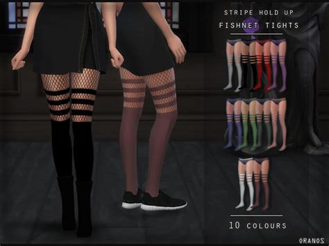 Stripe Hold Up Fishnet Tights Ea Mesh 10 Oranos Sims 4