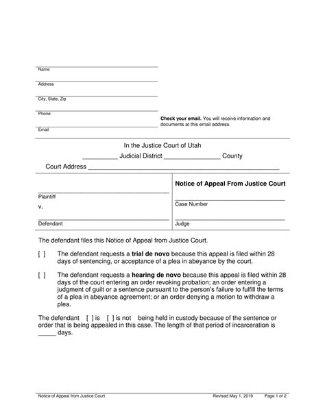 Utah Notice Of Appeal From Justice Court Fill Out Sign Online And