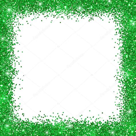 Green border frame, green glitter on white background. Vector — Stock ...
