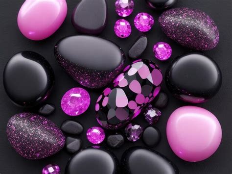 Premium Ai Image Pink And Black Stones Background