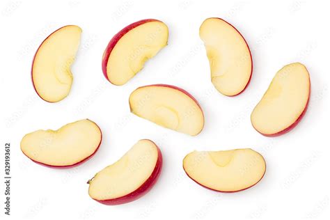 Red Apple Slices Isolated On White Background With Clipping Path And