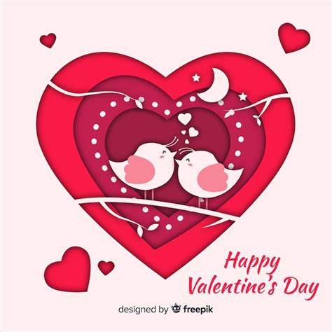 Free Vector Cut Out Birds Valentine Background