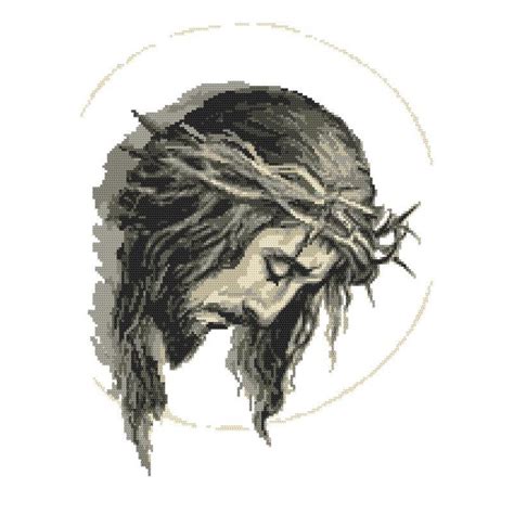 Cross Stitch Pattern For Smartphone Jesus With A Crown Of Thorns