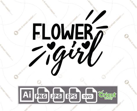 Flower Girl Text With Hearts Design Print N Cut Hi Quality Vector