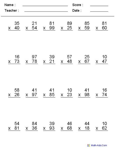 Free 4th grade multiply in columns worksheets including one and two digits multiplied by up to 4 digits. Multiple Digit Multiplication Worksheets: | Multiplication worksheets, 4th grade multiplication ...