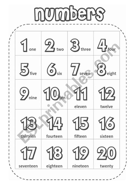 Numbers 1 20 Numbers 1 To 20 English Esl Worksheets For Distance