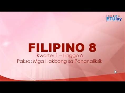 Mga Hakbang Sa Pananaliksik Filipino 8 Quarter 1 Week 6 YouTube