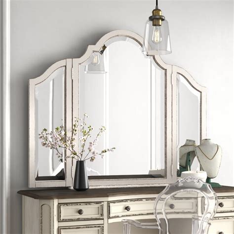 H framed square bathroom vanity mirror in bronze. Kelly Clarkson Home Treport Traditional Beveled Distressed ...