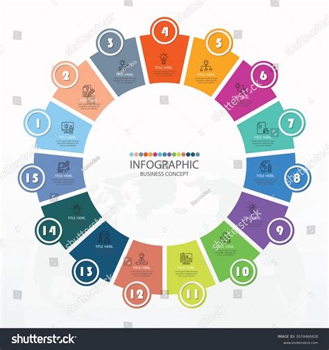 Basic Circle Infographic Template 15 Steps 库存矢量图（免版税）2074460428