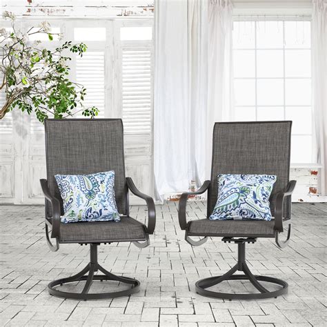 Mfstudio 2 Pieces Patio Dining Chairs Swivel Metal Chairs All Weather