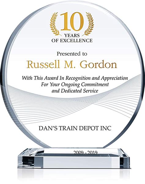 Personalized Crystal Circle Years Of Service Award Plaque