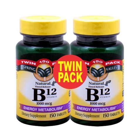 Spring Valley Vitamin B 12 1000 Mcg Timed Release 300 Tablets Twin