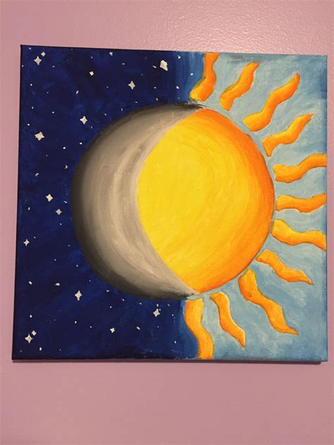 Moon And Sun Together Paintings