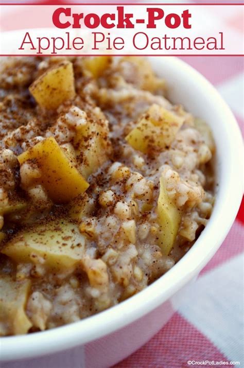 Crock pots and slow cookers are both used to make easy lunches and dinners for the week, or serve a big family or dinner party. Crock-Pot Apple Pie Oatmeal | Recipe | Low cholesterol recipes, Apple pie oatmeal, Recipes