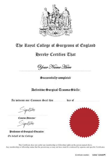 Certificates And Evaluations — Royal College Of Surgeons