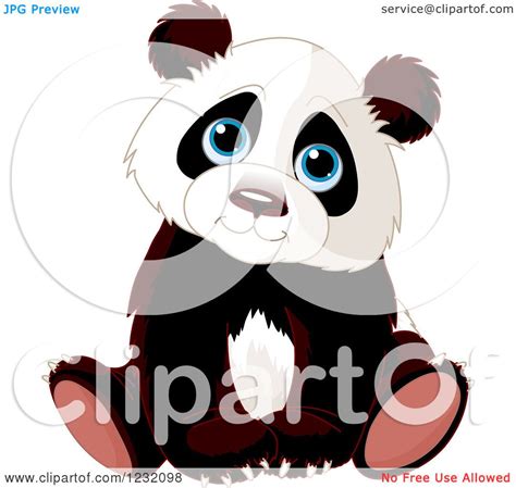 Clipart Of A Cute Panda Cub Sitting Royalty Free Vector Illustration