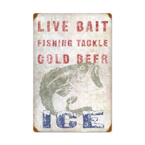 Live Bait Vintage Metal Sign Fishing Signs Vintage Metal Signs