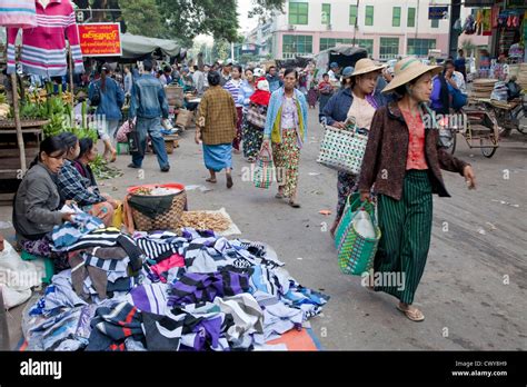 Myanmar Burma Mandalay Street Scene Local Market Stock Photo Alamy