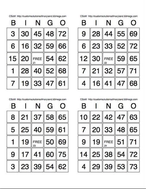 Free Printable Bingo Cards 1 75 Pdf