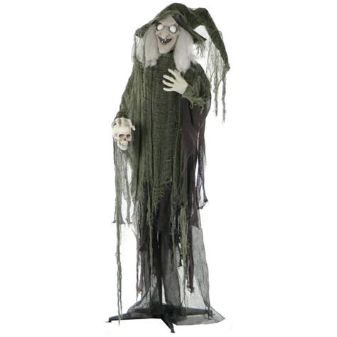 Haunted Hill Farm Life Size Animated Talking Witch Prop W Skull