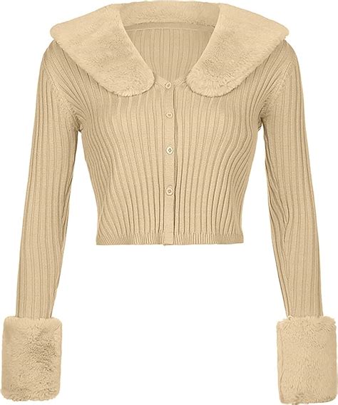 Wuloopesoy Women S Long Sleeve Knit Cardigan V Neck Top Button Jacket