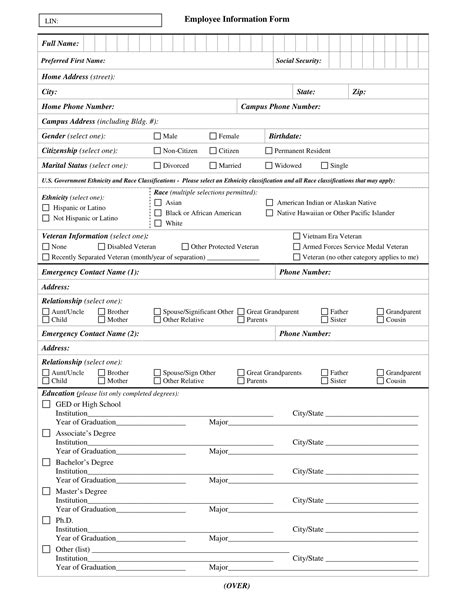 Free 13 Employee Information Forms In Ms Word Pdf