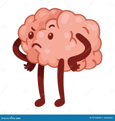 Angry Brain Comic Character Stock Vector Illustration Of Kawaii