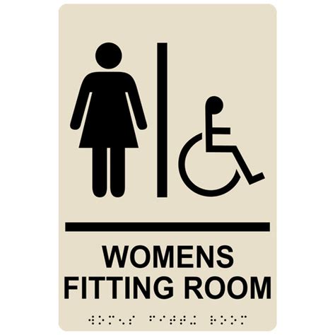 Ada Womens Fitting Room With Symbol Braille Sign Rre 19942blkonalmond