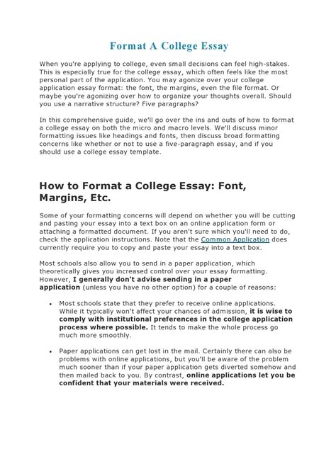 Sample College Paper Format 011 College Application Essay Outline