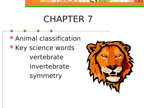 Ppt Chapter 7 Animal Classification Key Science Words Vertebrate