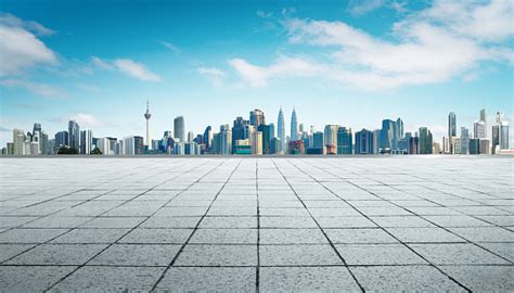 Cityscape And Skyline With Empty Floor Stock Photo Download Image Now