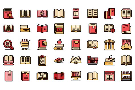 Library Icons Set Vector Flat By Ylivdesign TheHungryJPEG Com