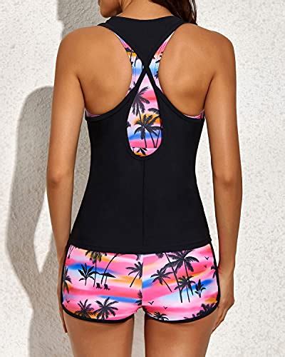 Yonique 3 Piece Athletic Tankini Swimsuits For Women With Shorts Swim