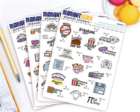 Wacky Holiday Planner Stickers Volume 1 Calendar Icons Midnight