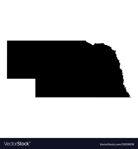 Nebraska Ne State Border Usa Map Solid Royalty Free Vector