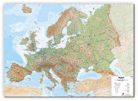Huge Europe Wall Map Physical Canvas
