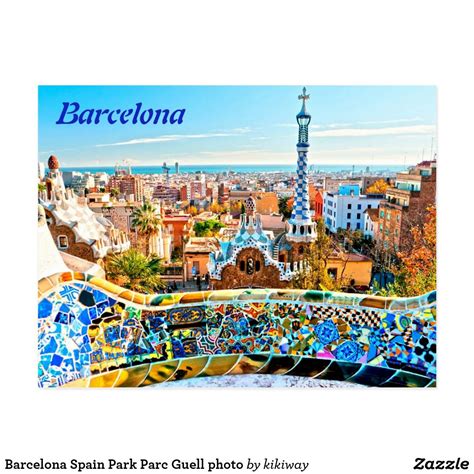Barcelona Spain Park Parc Guell Photo Postcard Postcard Barcelona