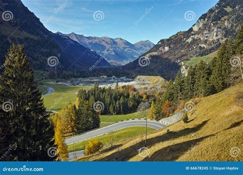 Autumn Landscape Of Swiss Alps Switzerland Stock Image Image Of