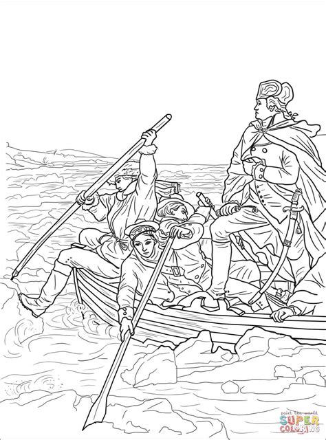 George Washington Crossing The Delaware Coloring Page Free Printable