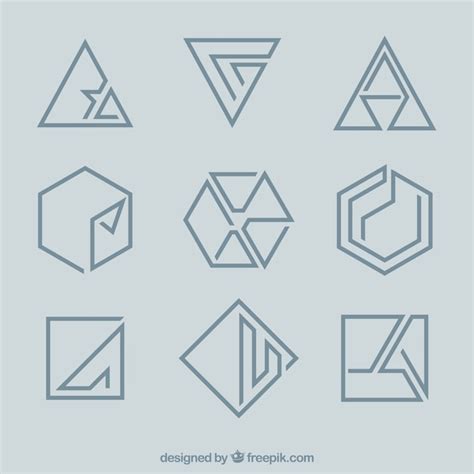 Minimal Geometric Monoline Logos Free Vector