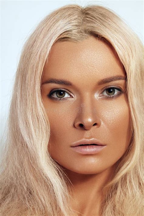 Beautiful Tanned Skin Woman Sunburnt Girl Face With Natural Bronzed